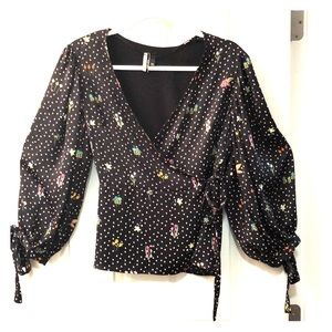 Topshop Poet Sleeve Floral Blouse